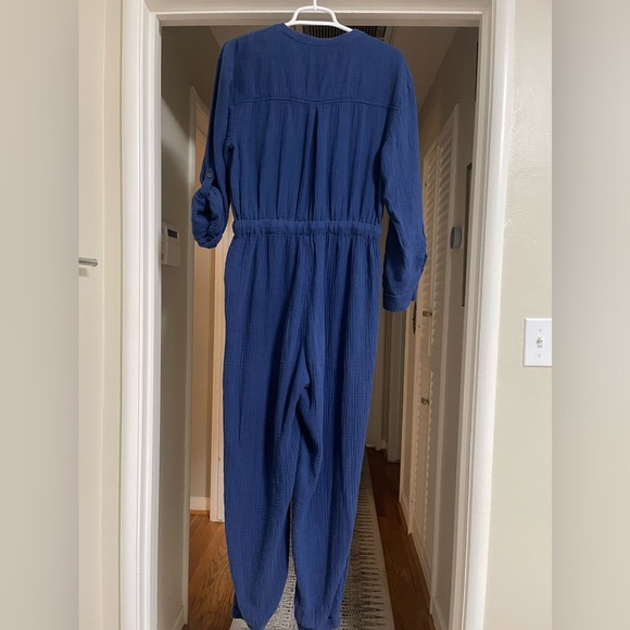 EUC Madewell Lightspun Gauze Tapered Leg Blue Jumpsuit - Picture 3 of 8